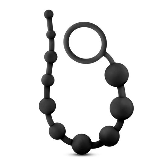 Anal Adventures - Platinum - Silicone 10 Anal   Beads - Black