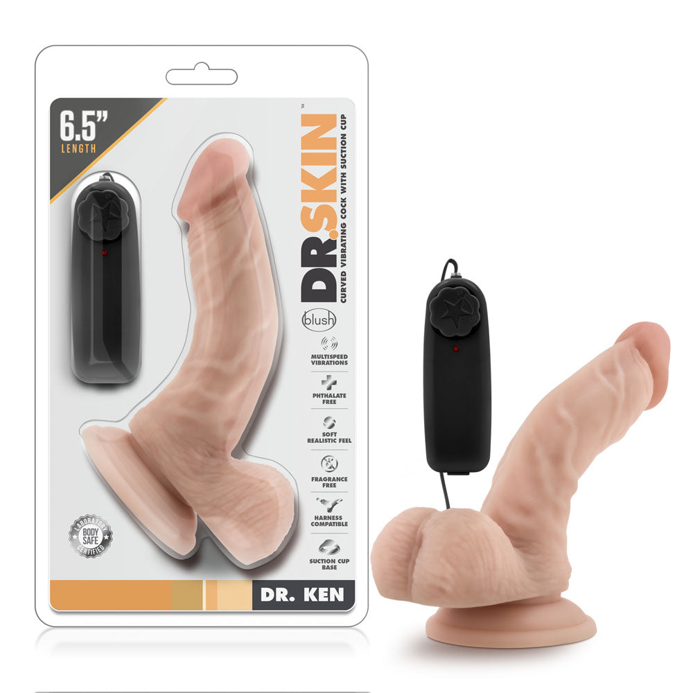 Dr. Skin - Dr. Ken - 6.5 Inch Vibrating Cock With  Suction Cup - Vanilla