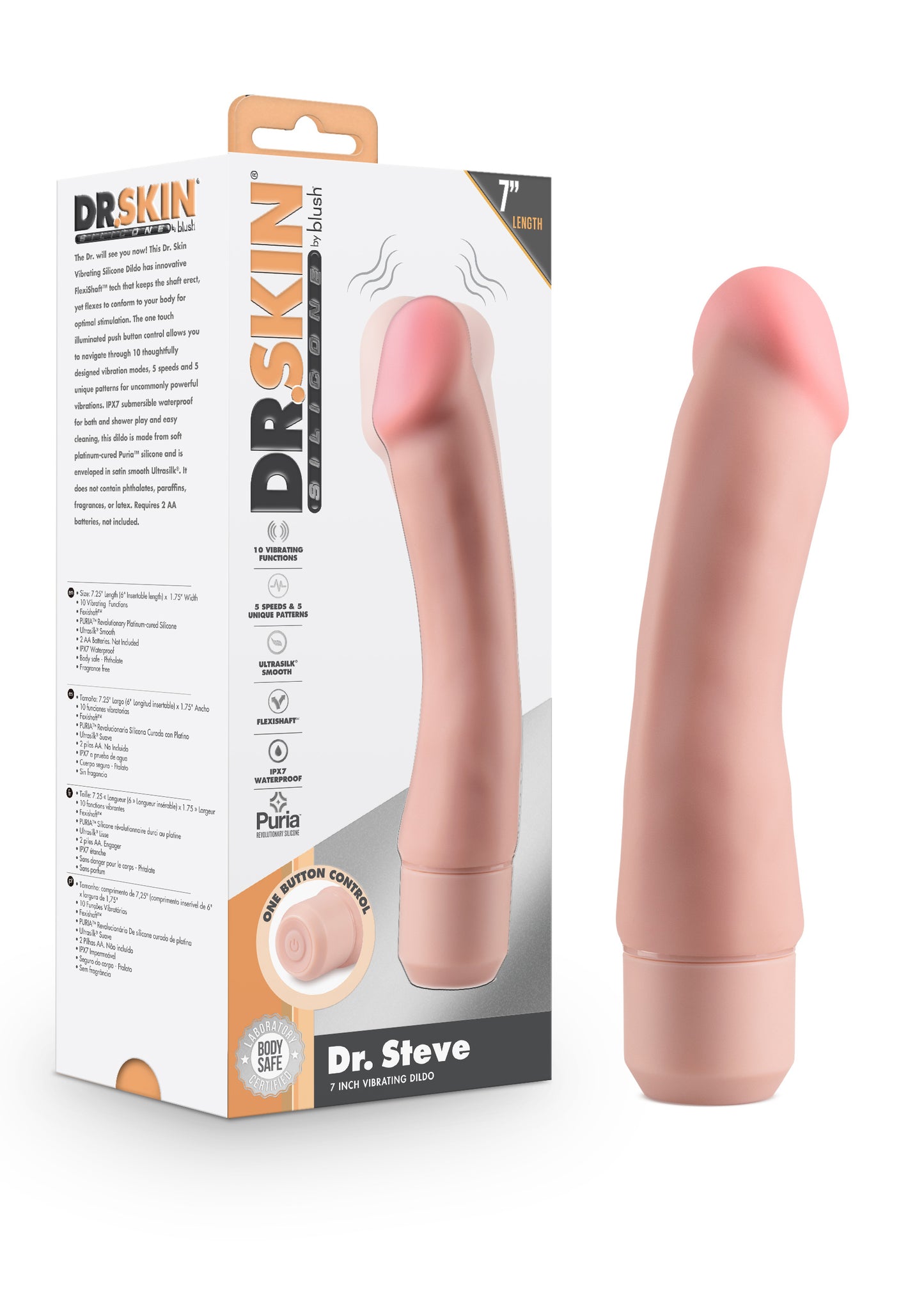 Dr. Skin Silicone – Dr. Steve - 7 Inch Vibrating Dildo