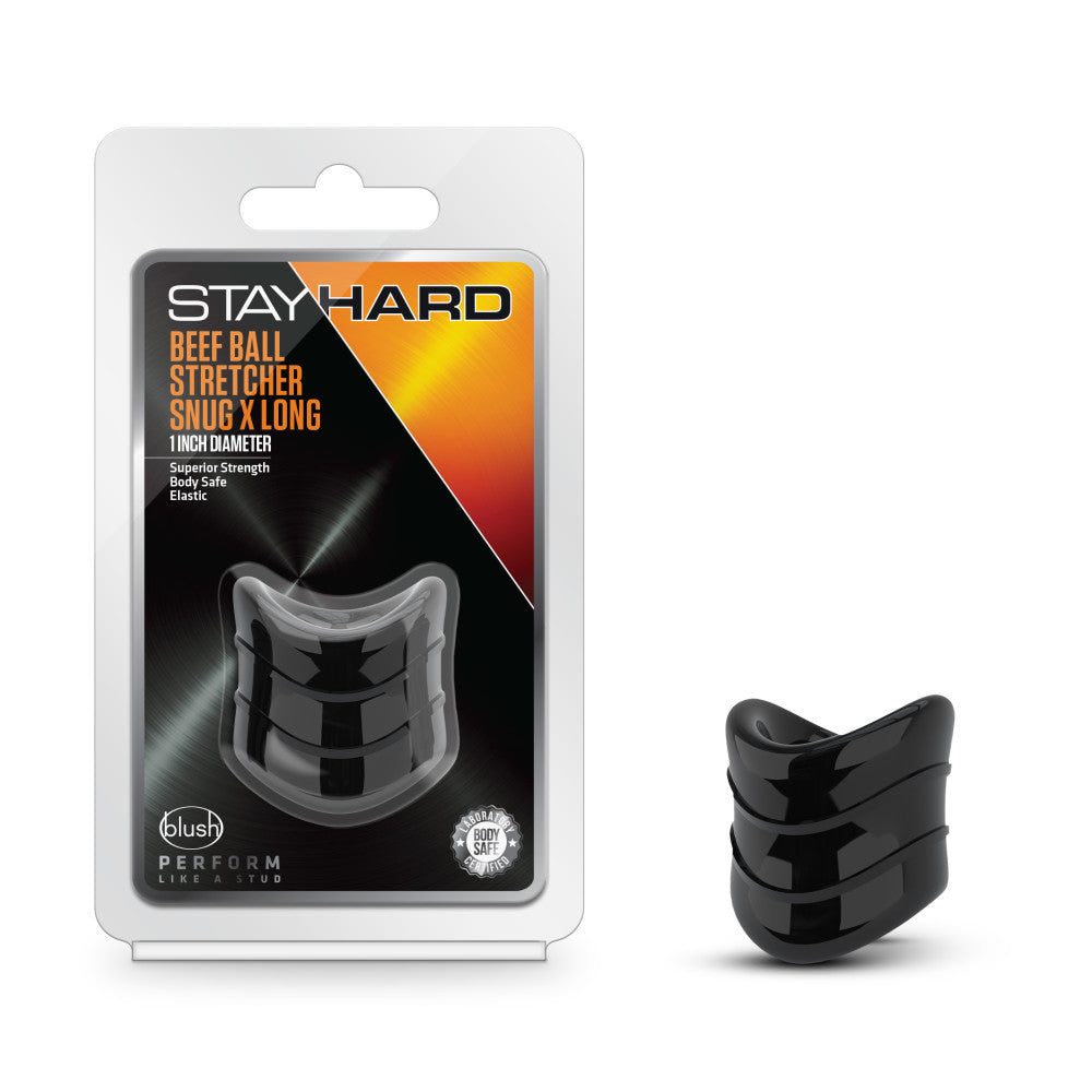 Stay Hard - Beef Ball Stretcher Snug X Long - 1 Inch Diameter - Black