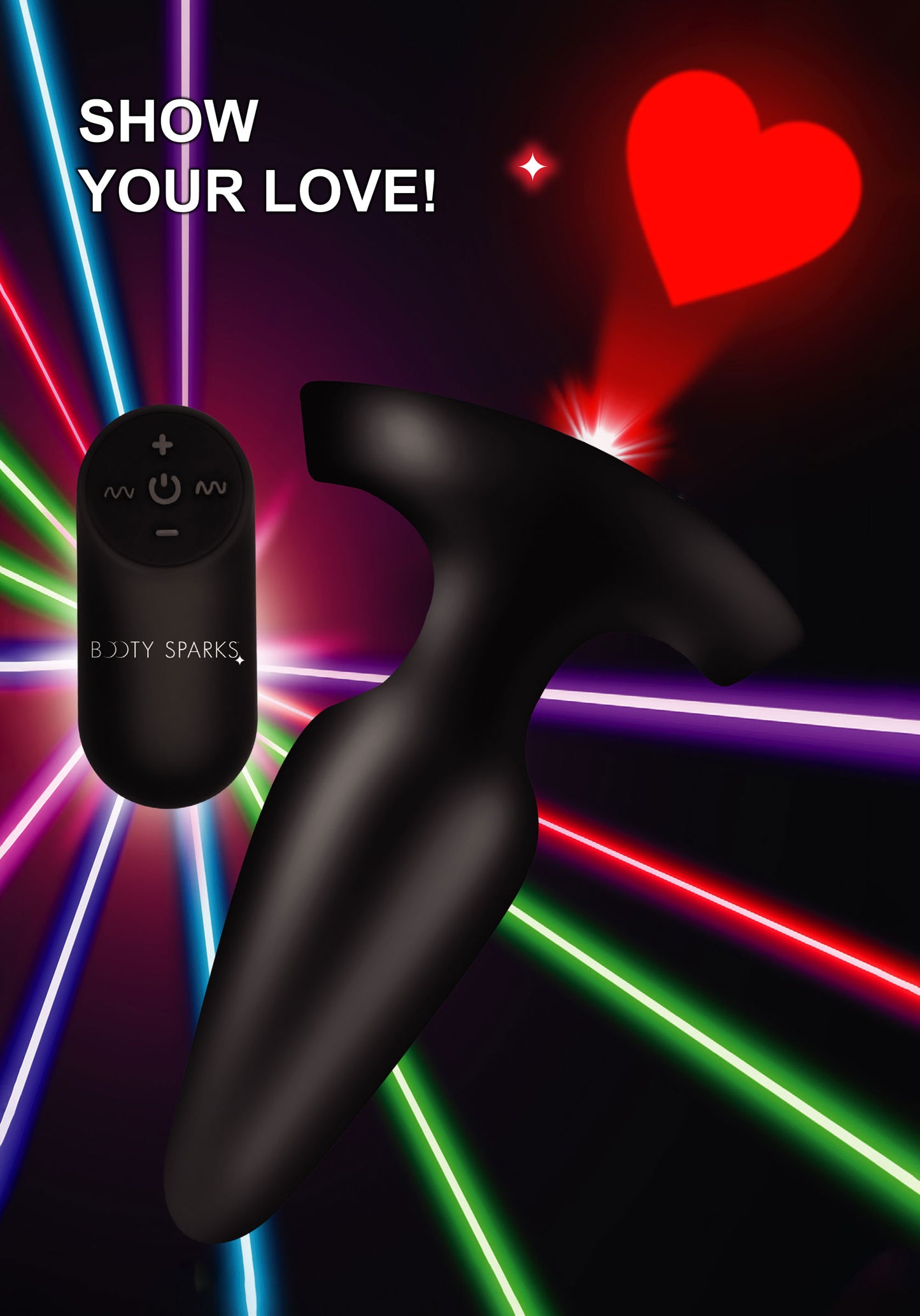 Laser Heart Anal Plug With Remote Control - Small