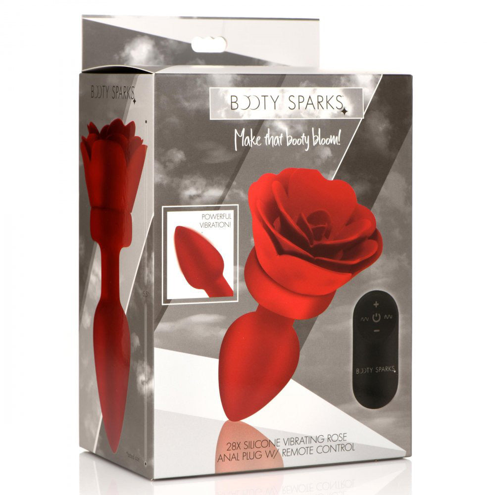 28x Silicone Vibrating Rose Anal Plug With Remote