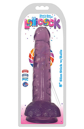 Lollicock - 8 Inch Slim Stick With Balls - Grape Ice