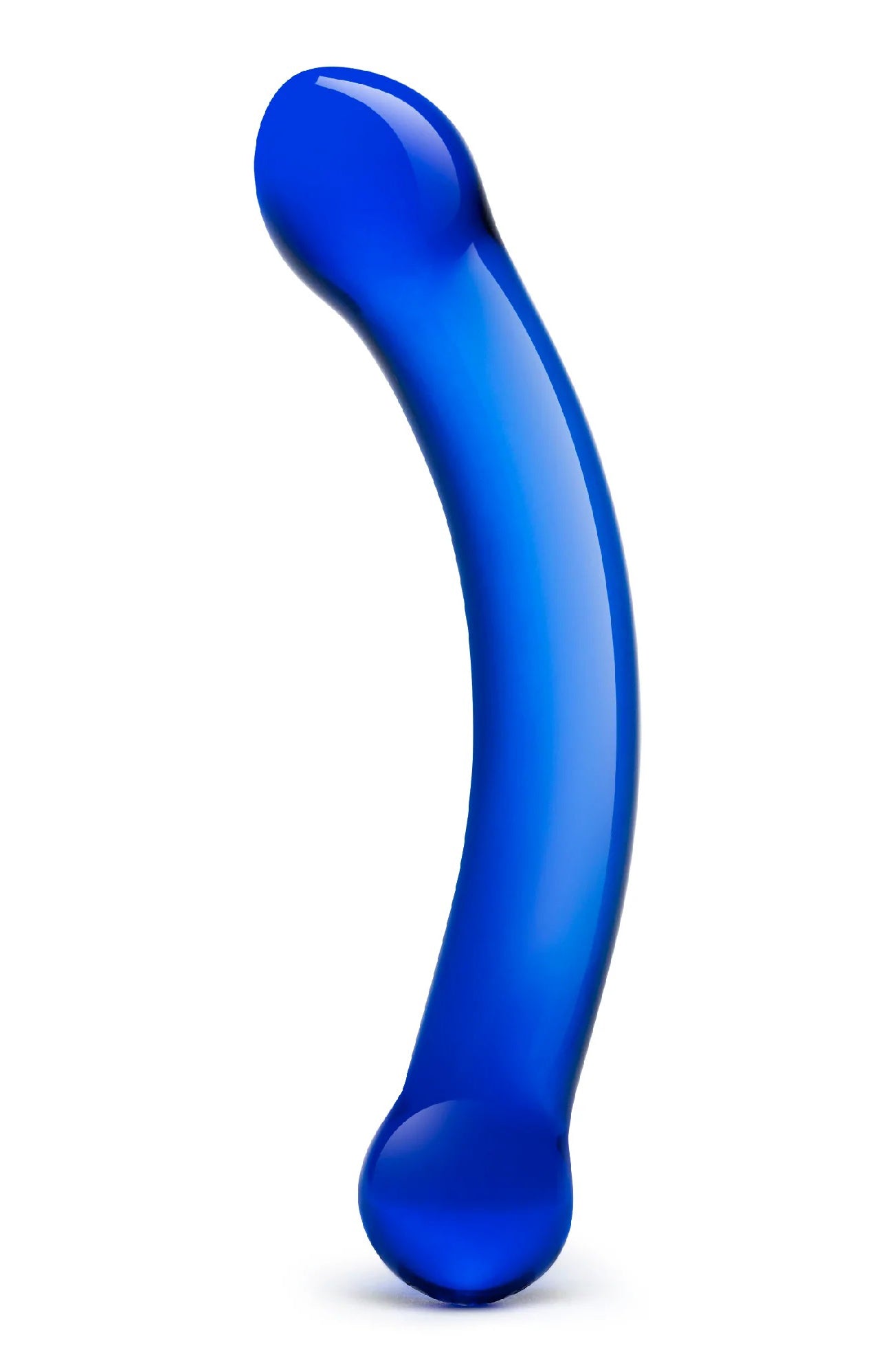 6 Inch Curved G-Spot Blue Glass Dildo