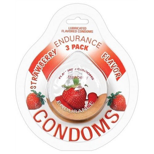Endurance Condoms - Strawberry - 3 Pack