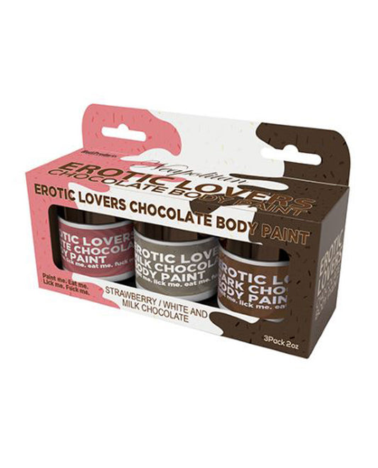 Erotic Lovers Chocolate Body Paint - Neapolitan -  White Chocolate, Milk Chocolate and Strawberry -  (3 Pack)