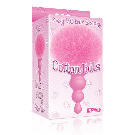 The 9's Cottontails Silicone Bunny Tail Butt Plug  - Beaded Pink