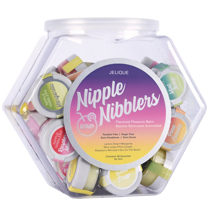 Nipple Nibblers Cocktail Pleasure Balm Assorted -  36 Pc Bowl - 3g Jar