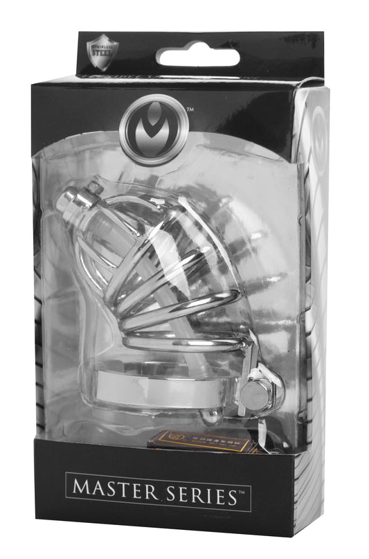Stainless Steel Chastity Cage With Silicone  Urethral Plug
