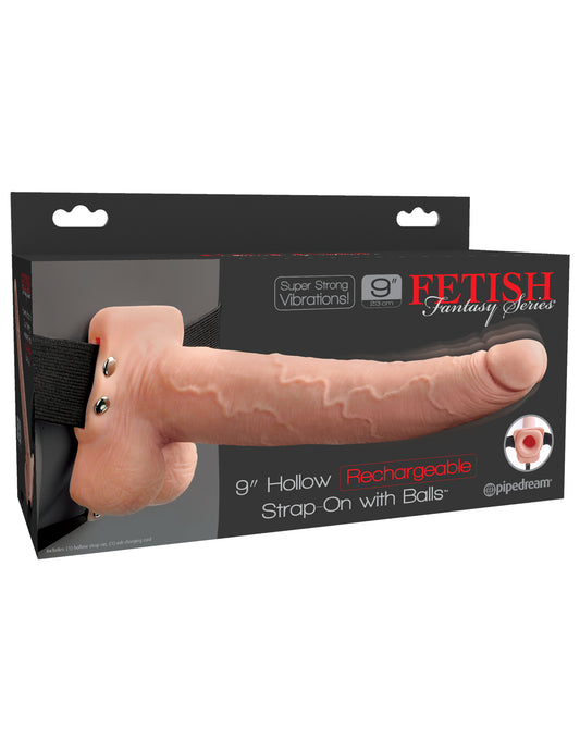 Fetish Fantasy Series 9 Inch Hollow Rechargeable Strap-on With Balls - Flesh
