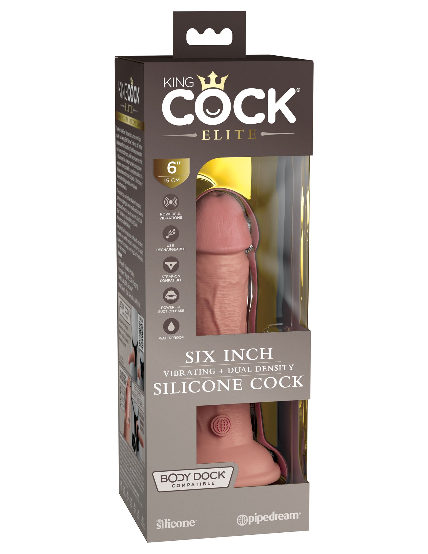 King Cock Elite 6 Inch Vibrating Silicone Dual Silicone Dual Density Cock