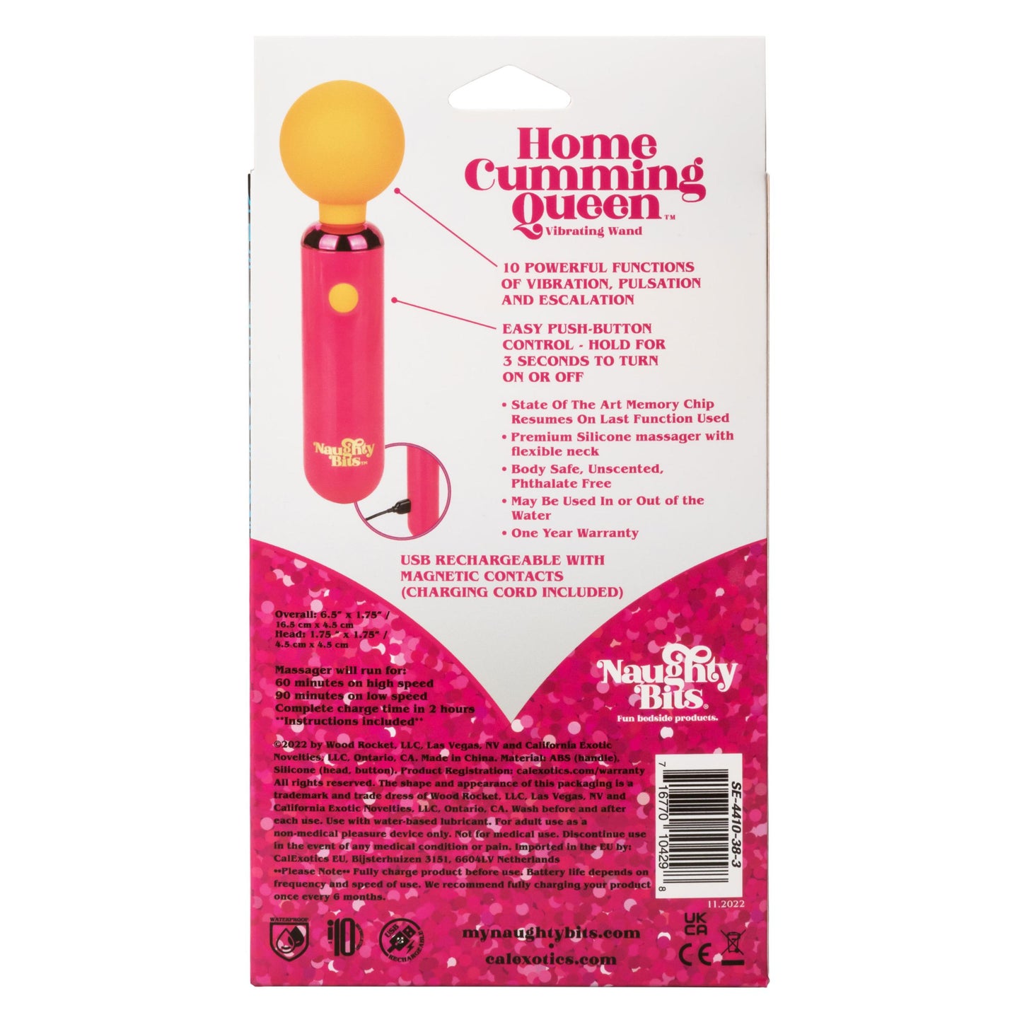 Naughty Bits Home Cumming Queen Vibrating Wand -  Orange/pink