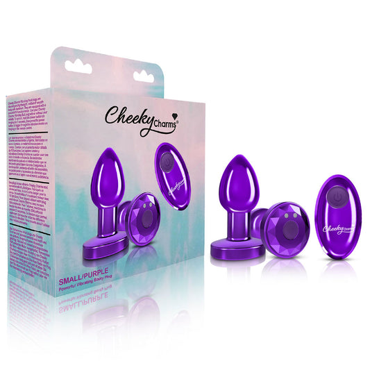 Cheeky Charms - Rechargeable Vibrating Metal Butt  Plug With Remote Control - Purple - Small